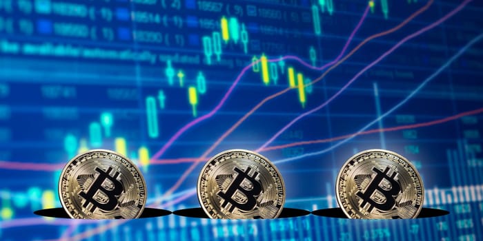 Virtual cryptocurrency concept, bitcoin gold coin on yellow background with copy space, bitcoin gold coin
