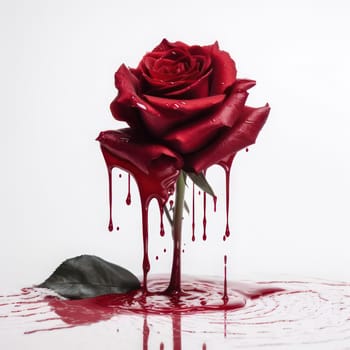 Red rose isolated on white created with Generative AI