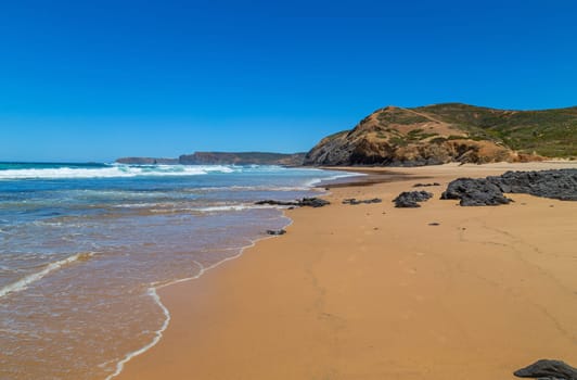 Beautiful empty beach in Algarve, Portugal