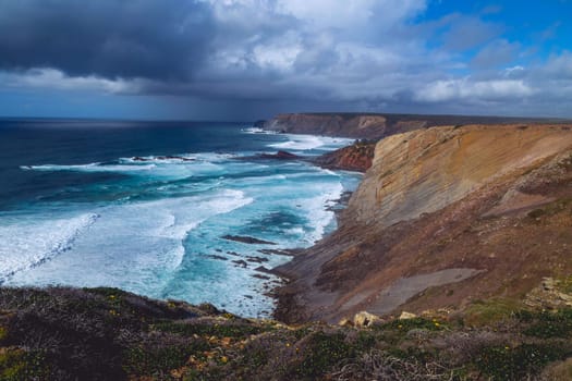Cliffs in the Algarve West Coast, near Arrifana, Portugal