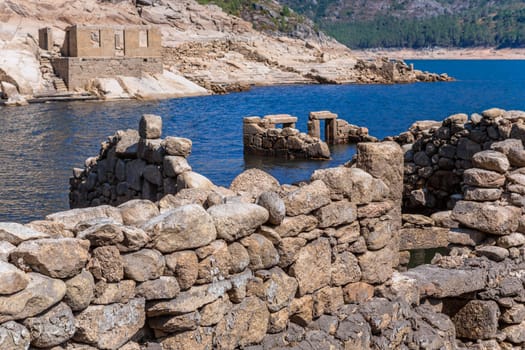 Old ruins of Vilarinho das Furnas, was a village, located in Campo de Geres, Terras de Bouro, on margins of River Homem, in 1972, it was intentionally submerged.