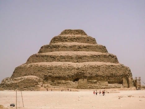 Saqqara, Egypt - April 13 2008: Pyramid of Djoser (Stepped pyramid), in archeological site of Saqqara necropolis, Cairo, Egypt.
