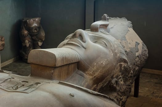 Menphis, Egypt - April 13 2008: The statue of Ramses II of the nineteenth dynasty. Museum of the Menphis archaeological site