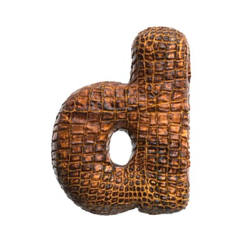 crocodile letter D - Small 3d reptile font isolated on white background. This alphabet is perfect for creative illustrations related but not limited to wildlife, ecology, conservation...