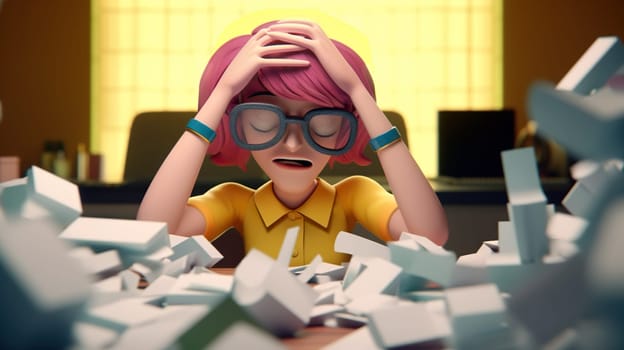 Employee at work - burnout and depression concept - generative AI - AI generated