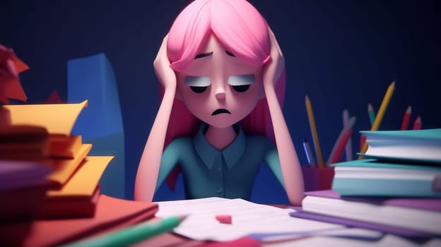 Employee at work - burnout and depression concept - generative AI - AI generated