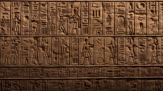Egyptian hieroglyphs carved on the stone, generative AI