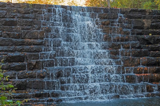 Manmade Dam and Waterfall in the Mountains on Otter Lake in Virginia