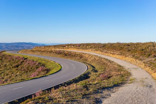 Road at the top of Galicia mountains. North of Spain