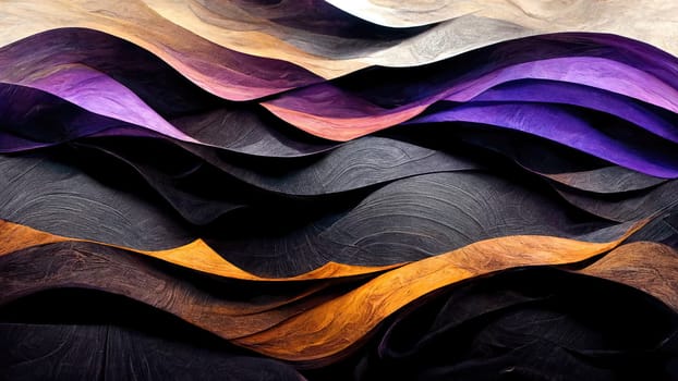 Elegant gradient waves in dark purple colours as background. Artificial Art.