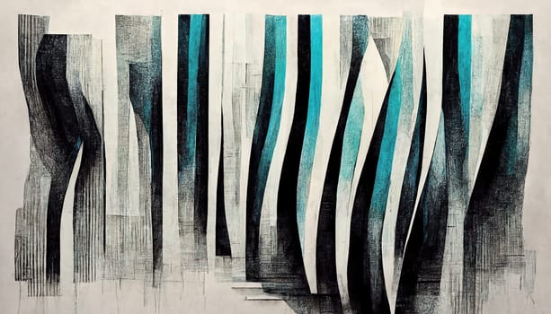 Generated Artificial stripes in blue and black as graphic abstract background
