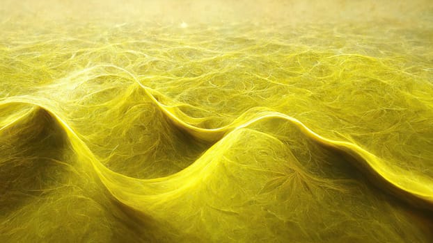 Intense bright yellow trendy gradient abstract waves full frame horizontal. Artificial Art