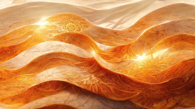 Intense bright orange and beige trendy gradient abstract waves full frame horizontal. Artificial Art.