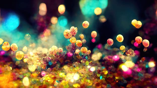 Colourful and dynamic balls with depth of fields as background. Generated with Artificial Art.