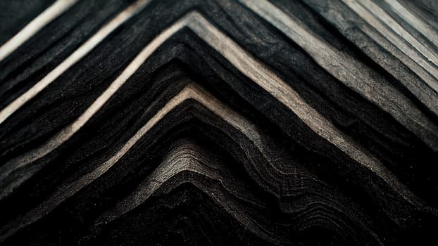Intense dark black and grey trendy gradient abstract waves full frame horizontal. Artificial Art.