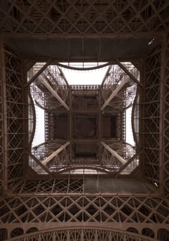 The Inside of the Eiffel Tower Paris, France