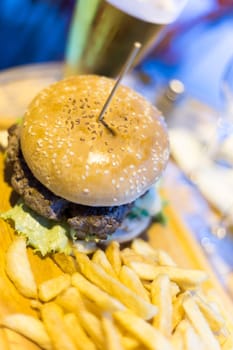 Hamburger with French Fries