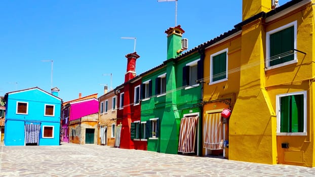 Burano colorfu housesl building architecture, Venice, Italy