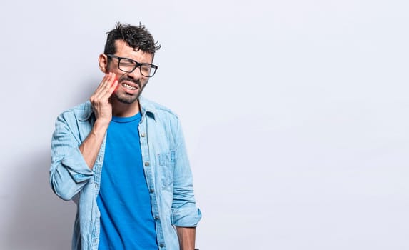 People with toothache, A man suffering from toothache isolated, person with hand on cheek with toothache. Toothache people concept isolated