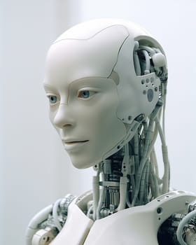Robot with form and aesthetic human features. Illustrative image representing artificial intelligence. 3D illustration.