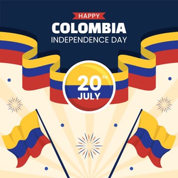 Colombia Independence Day Social Media Background Illustration Flat Cartoon Hand Drawn Templates