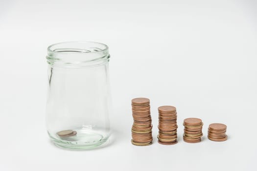 Save money and account banking for finance concept, Piggy bank with coin on blurred background, Save Monney for Investors Using Internet to Trade Stocks or Trade Fund