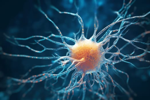 Neuron conceptual image of human nervous system. 3D illustration of neurons with vivid colors.