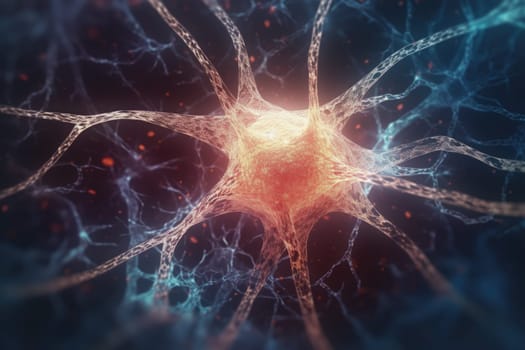Neuron conceptual image of human nervous system. 3D illustration of neurons with vivid colors.