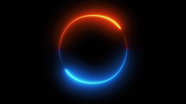 Blue neon light circle. Computer generated 3d render