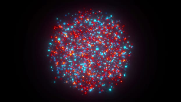 Sphere of glowing particles. Computer generated 3d render