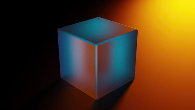 Orange and blue cube. Computer generated 3d render