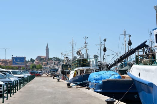 Fishing boats on the Croatian Adriatic coast in the port of Rovinj