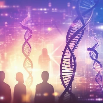 DNA and science abstract background. Image 2D illustration concept of technology in science.