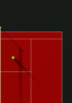 Tennis court and ball background. Copy space grunge paper effect with tennis theme, abstract art.