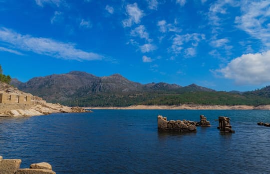 Old ruins of Vilarinho das Furnas, was a village, located in Campo de Geres, Terras de Bouro, on margins of River Homem, in 1972, it was intentionally submerged.