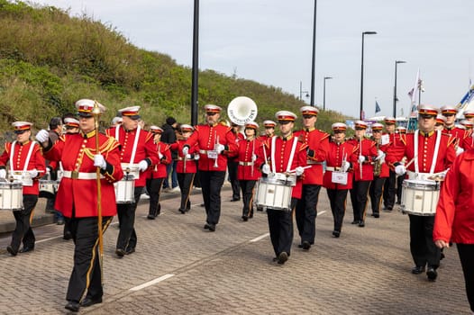 Noordwijk, Netherlands - April 22, 2023: The traditional flowers parade Bloemencorso from Noordwijk to Haarlem in the Netherlands.