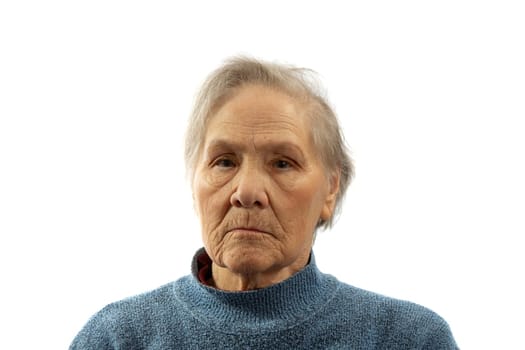 an old woman on a white background