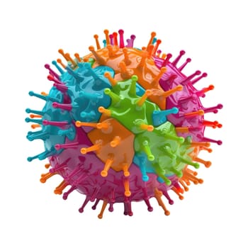 Conceptual illustrative virus over white. Image of a virus, pathogen with a generic virus form. 3D illustration.