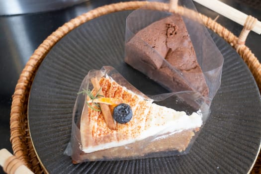 Variety of slices bakery arranged on table, stock photo
