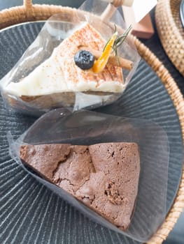 Variety of slices bakery arranged on table, stock photo