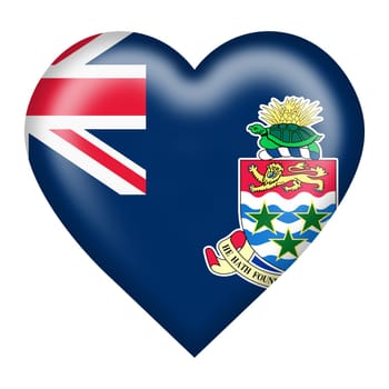 A Cayman Islands flag heart button isolated on white with clipping path 3d illustration