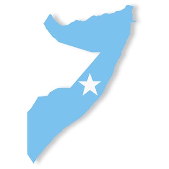 A Somalia flag map on white background with clipping path 3d illustration