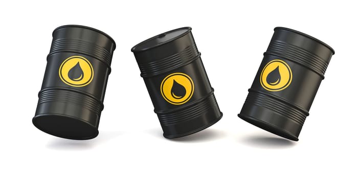 Oil barrels 3D rendering illustration isolated on white background