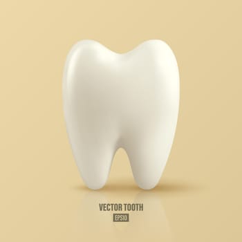 Vector 3d Realistic Tooth. Dental Inspection Banner, Plackard. Tooth Icon Closeup. Medical, Dentist Design Template. Dental Health Concept.