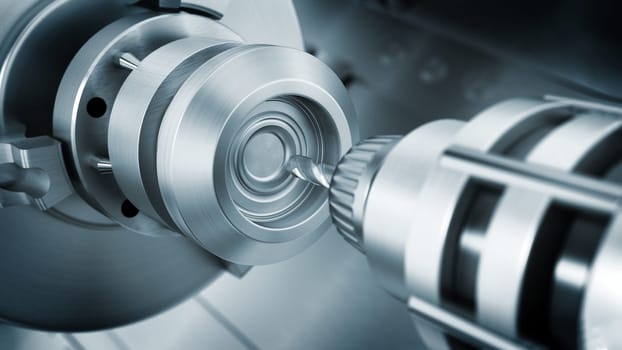 Closeup of generic CNC drill equipment. 3D illustration.