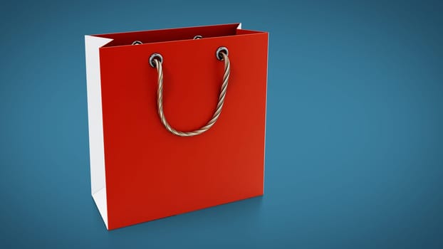 Red shopping bag isolated on white background. 3D illustration.
