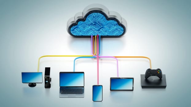 Cloud computing devices. 3D illustration.
