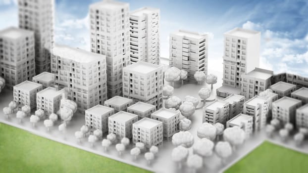 Architectural model printed in a 3D printer. 3D illustration.