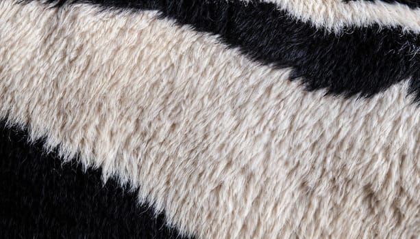 Black and brown goat fur texture. Close up goatling hair, selective focus