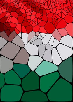 Hungary, hungarian map above in low poly design style. Vector illustration in red, white, green flag colors.